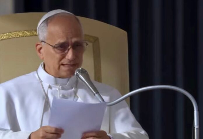 Papa León XIV durante una catequesis jubilar en el Vaticano, reflexionando sobre la esperanza cristiana y la creación.