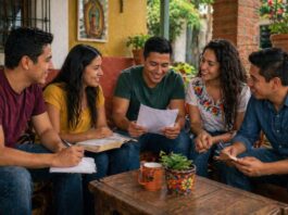 La misión de los laicos es el corazón de la Iglesia en el mundo Grupo de jóvenes latinoamericanos reunidos en un espacio acogedor, conversando y compartiendo textos en un ambiente comunitario.
