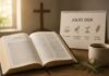 Julio: un buen mes para descubrir que las lecturas de la Misa cuentan una historia Biblia abierta junto a un calendario de julio de 2026, iluminados por una luz cálida, como símbolo del recorrido espiritual que proponen las lecturas dominicales de la Iglesia.